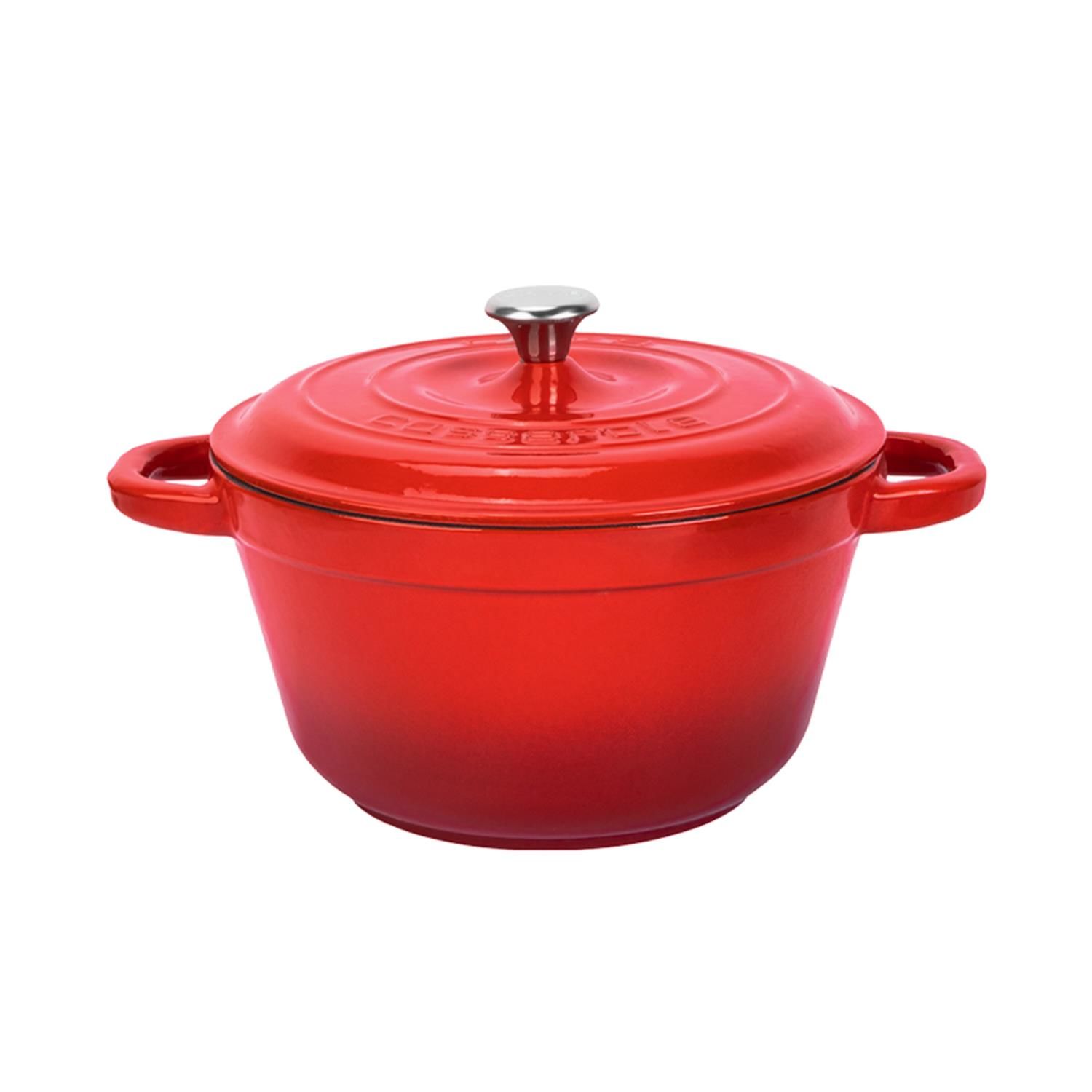 Lava Döküm Yuvarlak Tencere Döküm Demir Kapak New Heritage Serisi Çap(Ø)24cm. - Kırmızı