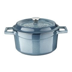 Lava Döküm Çap(Ø)20cm. Yuvarlak Tencere Döküm Demir Yekpare Kulplu Premium Serisi  - Majolica Gri