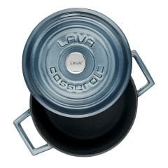 Lava Döküm Çap(Ø)20cm. Yuvarlak Tencere Döküm Demir Yekpare Kulplu Premium Serisi  - Majolica Gri