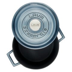 Lava Döküm Çap(Ø)24cm. Yuvarlak Tencere Döküm Demir Yekpare Kulplu Premium Serisi - Majolica Gri