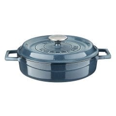Lava Casting Diameter(Ø)24cm. Multi-Purpose Flat Pot Cast Iron Monolithic Handle Premium Series - Majolica Gray