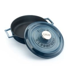 Lava Casting Diameter(Ø)24cm. Multi-Purpose Flat Pot Cast Iron Monolithic Handle Premium Series - Majolica Gray