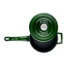 Lava Döküm Yuvarlak Sos Tenceresi Çap(Ø)16cm. Döküm Demir Yekpare Saplı Premium Serisi - Majolica Yeşil