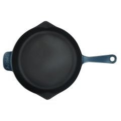 Lava Döküm Yuvarlak Kızartma Tavası Çap(Ø)28cm. Döküm Demir Yekpare Saplı Premium Serisi. - Majolica Gri