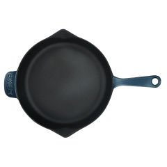Lava Döküm Yuvarlak Kızartma Tavası Çap(Ø)28cm. Döküm Demir Yekpare Saplı Premium Serisi. - Majolica Gri