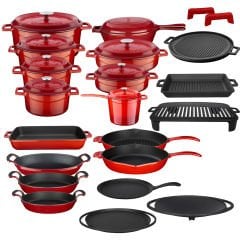 Lava Döküm 21'li Tencere Tava Seti Trendy Ahşap Kaşık Hediyeli