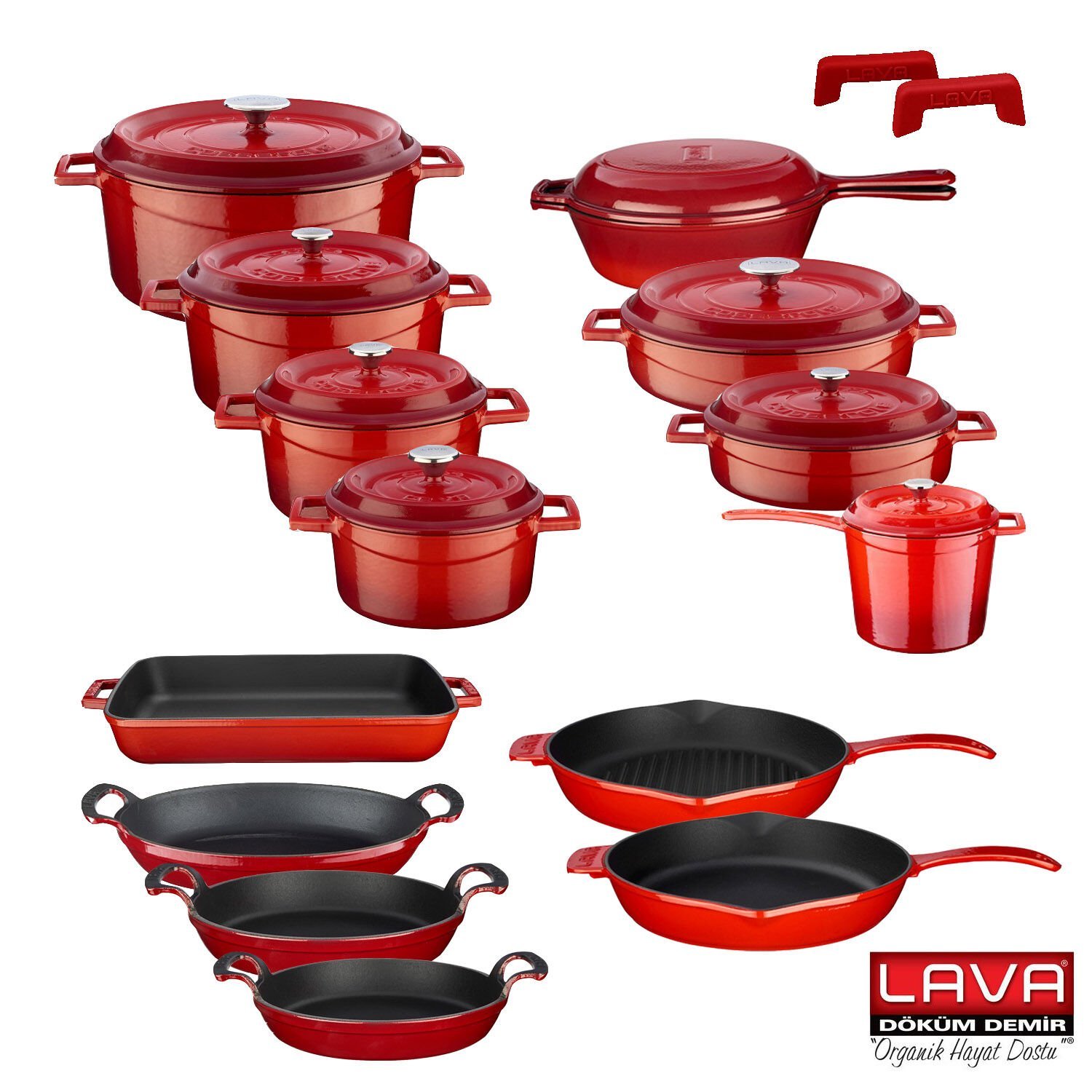 Lava Döküm 15'li Tencere Tava Seti Trendy  Ahşap Kaşık Hediyeli