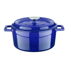 Lava Cast Round Pot Diameter (Ø)24cm. Edition Series with Cast Iron Solid Handle - Blue
