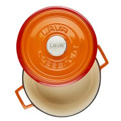 Lava Döküm Yuvarlak Tencere Çap(Ø)24cm. Döküm Demir Yekpare Kulplu Edition Serisi - Turuncu