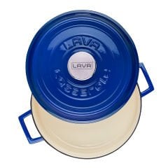 Lava Döküm Çok Amaçlı Yayvan Tencere Çap(Ø)24cm. Döküm Demir Yekpare Kulplu Edition Serisi - Mavi