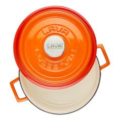 Lava Döküm Çok Amaçlı Yayvan Tencere Çap(Ø)24cm. Döküm Demir Yekpare Kulplu Edition Serisi - Turuncu