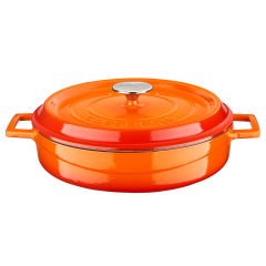 Lava Döküm Çok Amaçlı Yayvan Tencere (Ø)28 cm. İç Krem, Edition Serisi Turuncu