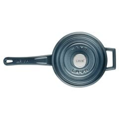 Lava Döküm Yuvarlak Sos Tenceresi Çap(Ø)18cm. Döküm Demir Yekpare Saplı Premium Serisi - Majolica Gri