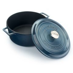 Lava Döküm Çap(Ø)28cm. Yuvarlak Tencere Döküm Demir Yekpare Kulplu Premium Serisi - Majolica Gri