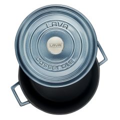 Lava Döküm Çap(Ø)28cm. Yuvarlak Tencere Döküm Demir Yekpare Kulplu Premium Serisi - Majolica Gri