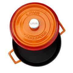 Lava Döküm Çok Amaçlı Yayvan Tencere Çap(Ø)28 cm. Trendy Serisi  - Turuncu