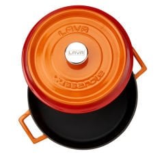 Lava Döküm Çok Amaçlı Yayvan Tencere Çap(Ø)28 cm. Trendy Serisi  - Turuncu
