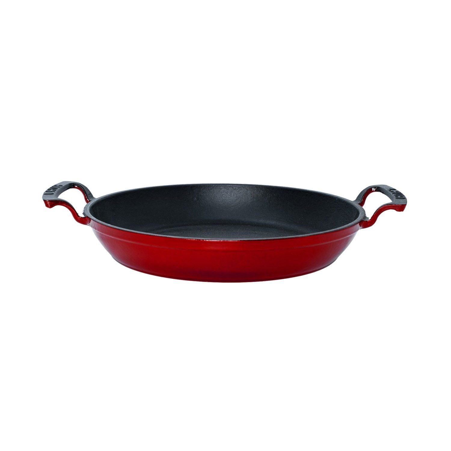 Lava Döküm Yuvarlak Sahan Çap(Ø)24cm. Döküm Demir Yekpare Çift Kulplu - Kırmızı