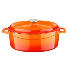 Lava Cast Oval Pot Size 21x27cm. Edition Series - Orange