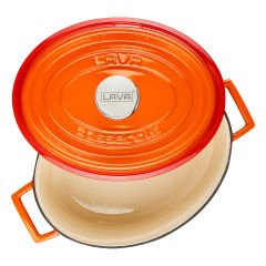 Lava Cast Oval Pot Size 21x27cm. Edition Series - Orange