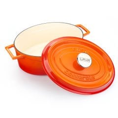 Lava Cast Oval Pot Size 23x29cm. Edition Series - Orange
