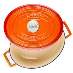 Lava Cast Oval Pot Size 23x29cm. Edition Series - Orange