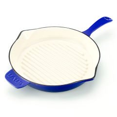 Lava Döküm Yuvarlak Izgara Tavası Çap(Ø)28cm. Döküm Demir Yekpare Saplı Edition Serisi - Mavi