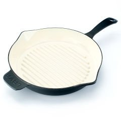 Lava Döküm Yuvarlak Izgara Tavası Çap(Ø)28cm. Döküm Demir Yekpare Saplı Edition Serisi - Mat Siyah