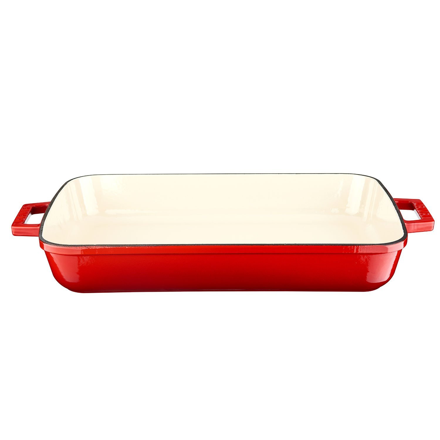 Lava Döküm Dikdörtgen Rosto ve Fırın Tepsisi Ölçü 26x40cm. Döküm Demir Yekpare Çift Kulplu Edition Serisi - Kırmızı