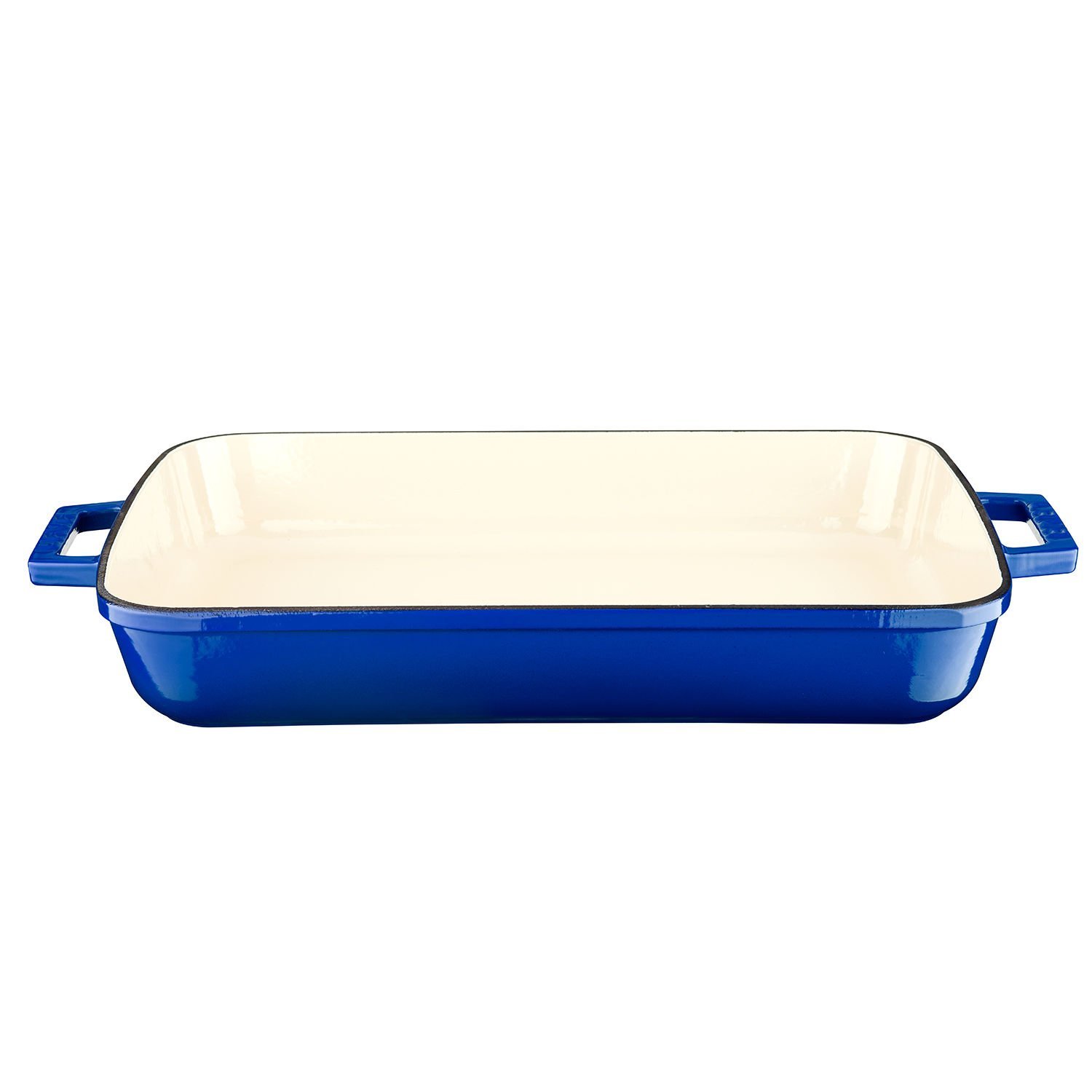 Lava Döküm Dikdörtgen Rosto ve Fırın Tepsisi Ölçü 26x40cm. Döküm Demir Yekpare Çift Kulplu Edition Serisi - Mavi