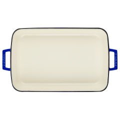 Lava Döküm Dikdörtgen Rosto ve Fırın Tepsisi Ölçü 26x40cm. Döküm Demir Yekpare Çift Kulplu Edition Serisi - Mavi