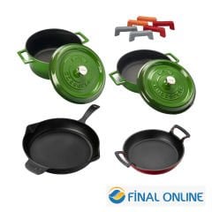 Lava Döküm 4 Parça Tencere Tava Seti Trendy Silikon Tutacak ve Ahşap Kaşık Hediyeli