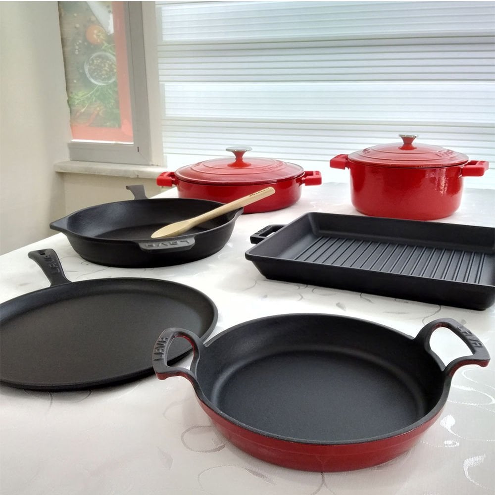 Lava Döküm 7 Parça Her Ev İçin Tencere Tava Seti Folk  Ahşap Kaşık Hediyeli