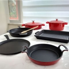 Lava Döküm 7 Parça Her Ev İçin Tencere Tava Seti Folk  Ahşap Kaşık Hediyeli