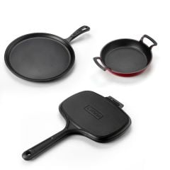 Lava Döküm Üçlü Kahvaltı Seti Ahşap Kaşık Hediyeli