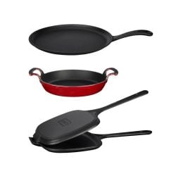 Lava Döküm Üçlü Kahvaltı Seti Ahşap Kaşık Hediyeli