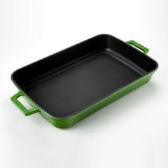 Lava Casting 7 Piece Cookware and Pan Set with Trendy Silicone Handle and Wooden Spoon