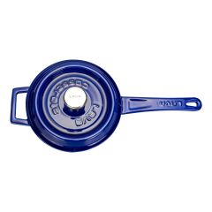 Lava Döküm Yuvarlak Sos Tenceresi  Çap(Ø)16cm.  Döküm Demir Yekpare Saplı Premium Serisi - Majolica Mavi