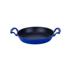 Lava Döküm Yuvarlak Sahan Çap(Ø)16cm. Döküm Demir Yekpare Çift Kulplu - Mavi