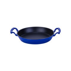 Lava Döküm Yuvarlak Sahan Çap(Ø)16cm. Döküm Demir Yekpare Çift Kulplu - Mavi