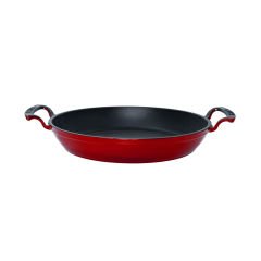 Lava Döküm Yuvarlak Sahan Çap(Ø)24cm. Döküm Demir Yekpare Çift Kulplu Cam Kapaklı