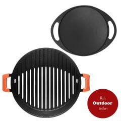 Lava Döküm 2'li Avantajlı Outdoor Seti - 28 cm Sac Kavurma Tavası + 37 cm Mangal Ahşap Kaşık Hediyeli