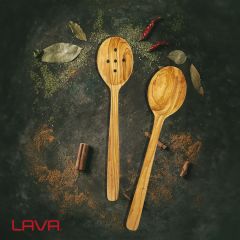 Lava Döküm Servis Kepçe Seti Zeytin Ağacı Masif. Doğal Mineral Yağ