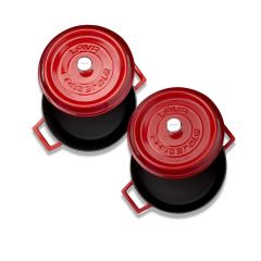 Lava Döküm 24 cm Yuvarlak Derin ve Sığ İkili Tencere Seti Kırmızı