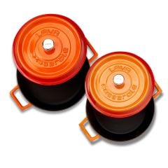 Lava Döküm Yuvarlak Derin ve Sığ İkili Tencere Seti Turuncu