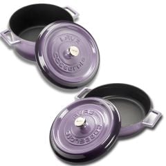 Lava Döküm 24 cm Yuvarlak Derin ve Sığ 5 Parça Tencere Seti Mor