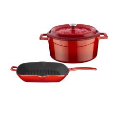 Lava Döküm Trendy İkili Tencere Tava Seti Kırmızı