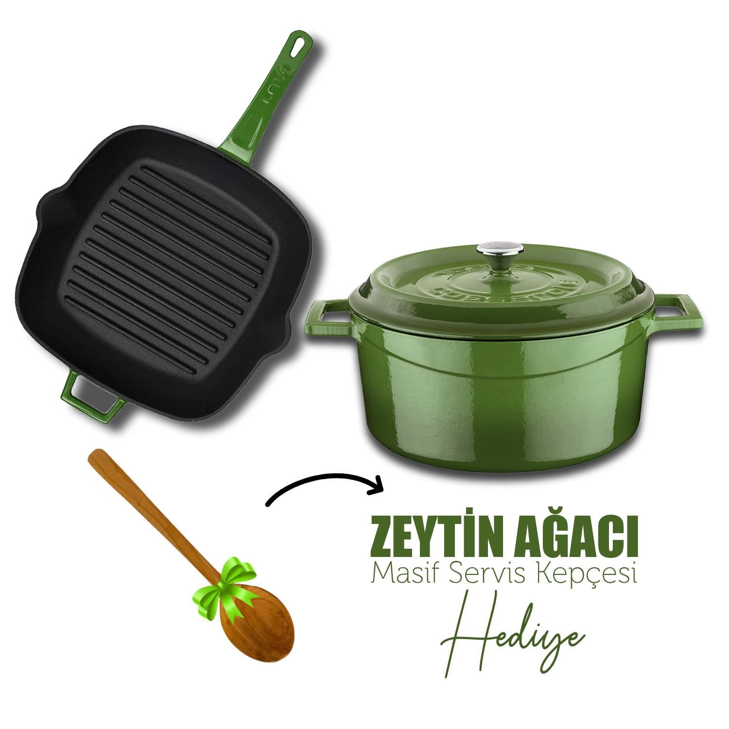 Lava Döküm Trendy 4 Parça Tencere Tava Seti Yeşil