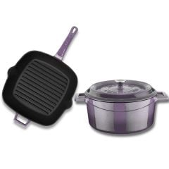 Lava Döküm Trendy 4 Parça Tencere Tava Seti Mor