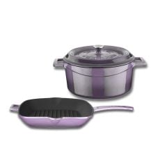 Lava Döküm Trendy 4 Parça Tencere Tava Seti Mor